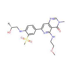 COCCNc1nc(-c2ccc(NC[C@@H](C)O)c(S(C)(=O)=O)c2)cc2ncn(C)c(=O)c12 ZINC000115624557