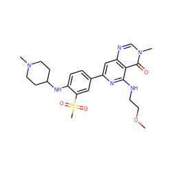 COCCNc1nc(-c2ccc(NC3CCN(C)CC3)c(S(C)(=O)=O)c2)cc2ncn(C)c(=O)c12 ZINC000115621988