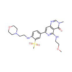 COCCNc1nc(-c2ccc(NCCN3CCOCC3)c(S(C)(=O)=O)c2)cc2ncn(C)c(=O)c12 ZINC000115622131