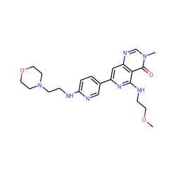 COCCNc1nc(-c2ccc(NCCN3CCOCC3)nc2)cc2ncn(C)c(=O)c12 ZINC000115622276