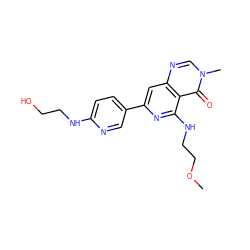 COCCNc1nc(-c2ccc(NCCO)nc2)cc2ncn(C)c(=O)c12 ZINC000115622362