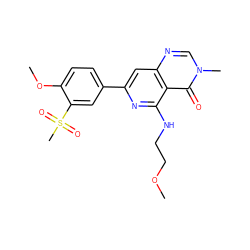 COCCNc1nc(-c2ccc(OC)c(S(C)(=O)=O)c2)cc2ncn(C)c(=O)c12 ZINC000115621943