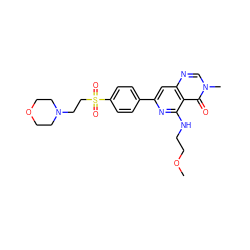 COCCNc1nc(-c2ccc(S(=O)(=O)CCN3CCOCC3)cc2)cc2ncn(C)c(=O)c12 ZINC000115624138