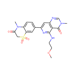 COCCNc1nc(-c2ccc3c(c2)S(=O)(=O)CC(=O)N3C)cc2ncn(C)c(=O)c12 ZINC000115625006