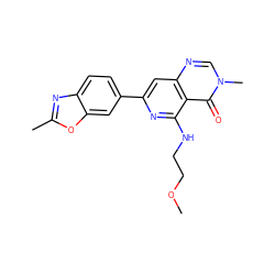 COCCNc1nc(-c2ccc3nc(C)oc3c2)cc2ncn(C)c(=O)c12 ZINC000115625062