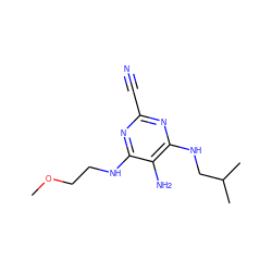 COCCNc1nc(C#N)nc(NCC(C)C)c1N ZINC000040915202