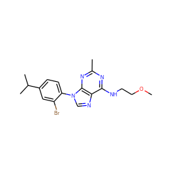 COCCNc1nc(C)nc2c1ncn2-c1ccc(C(C)C)cc1Br ZINC000013794850