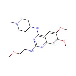 COCCNc1nc(NC2CCN(C)CC2)c2cc(OC)c(OC)cc2n1 ZINC001772637282