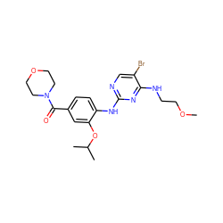 COCCNc1nc(Nc2ccc(C(=O)N3CCOCC3)cc2OC(C)C)ncc1Br ZINC000169705113