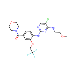 COCCNc1nc(Nc2ccc(C(=O)N3CCOCC3)cc2OCC(F)(F)F)ncc1Cl ZINC000169705078