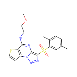 COCCNc1nc2c(S(=O)(=O)c3cc(C)ccc3C)nnn2c2ccsc12 ZINC000004313317