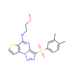 COCCNc1nc2c(S(=O)(=O)c3ccc(C)c(C)c3)nnn2c2ccsc12 ZINC000004316224