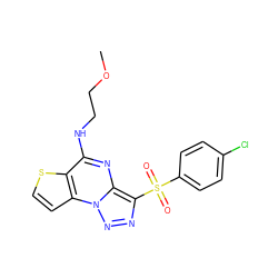 COCCNc1nc2c(S(=O)(=O)c3ccc(Cl)cc3)nnn2c2ccsc12 ZINC000020516360