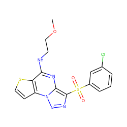 COCCNc1nc2c(S(=O)(=O)c3cccc(Cl)c3)nnn2c2ccsc12 ZINC000009116948