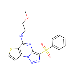 COCCNc1nc2c(S(=O)(=O)c3ccccc3)nnn2c2ccsc12 ZINC000004316463