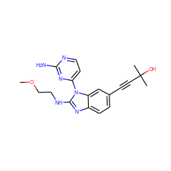 COCCNc1nc2ccc(C#CC(C)(C)O)cc2n1-c1ccnc(N)n1 ZINC000103249612