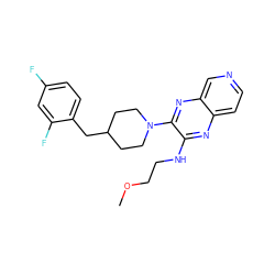 COCCNc1nc2ccncc2nc1N1CCC(Cc2ccc(F)cc2F)CC1 ZINC000144349790