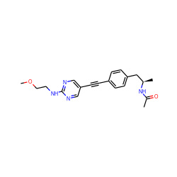 COCCNc1ncc(C#Cc2ccc(C[C@@H](C)NC(C)=O)cc2)cn1 ZINC000113412522