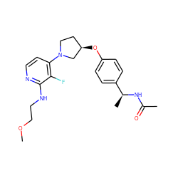 COCCNc1nccc(N2CC[C@@H](Oc3ccc([C@H](C)NC(C)=O)cc3)C2)c1F ZINC000169709355