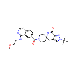 COCCNc1nccc2ccc(C(=O)N3CCC4(CC3)Cc3cn(C(C)(C)C)nc3C(=O)N4)cc12 ZINC000261191044