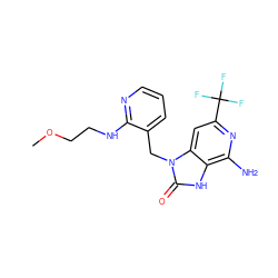 COCCNc1ncccc1Cn1c(=O)[nH]c2c(N)nc(C(F)(F)F)cc21 ZINC000072123213