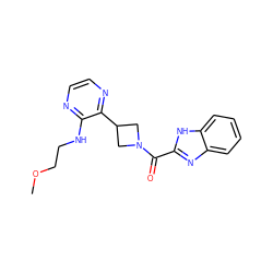 COCCNc1nccnc1C1CN(C(=O)c2nc3ccccc3[nH]2)C1 ZINC000140129559