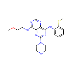 COCCNc1ncnc2c(Nc3ccccc3SC)nc(N3CCNCC3)nc12 ZINC000084633267