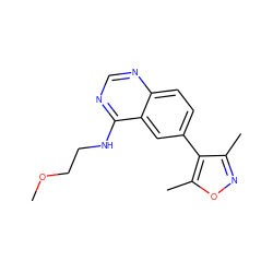 COCCNc1ncnc2ccc(-c3c(C)noc3C)cc12 ZINC000004264674