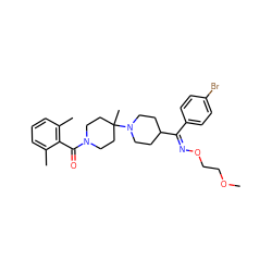 COCCO/N=C(\c1ccc(Br)cc1)C1CCN(C2(C)CCN(C(=O)c3c(C)cccc3C)CC2)CC1 ZINC000026845931