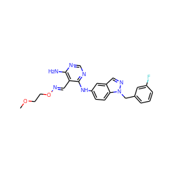 COCCO/N=C/c1c(N)ncnc1Nc1ccc2c(cnn2Cc2cccc(F)c2)c1 ZINC000016052679