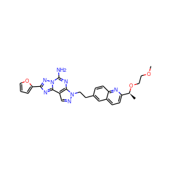 COCCO[C@@H](C)c1ccc2cc(CCn3ncc4c3nc(N)n3nc(-c5ccco5)nc43)ccc2n1 ZINC000040934299