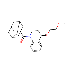 COCCO[C@@H]1CCN(C(=O)C23CC4CC(CC(C4)C2)C3)c2ccccc21 ZINC000095590156
