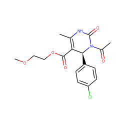 COCCOC(=O)C1=C(C)NC(=O)N(C(C)=O)[C@H]1c1ccc(Cl)cc1 ZINC000004119252