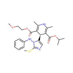 COCCOC(=O)C1=C(C)NC(C)=C(C(=O)OC(C)C)[C@H]1c1cnc(SC)n1Nc1ccccc1 ZINC000103218887