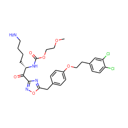 COCCOC(=O)N[C@@H](CCCCN)C(=O)c1noc(Cc2ccc(OCCc3ccc(Cl)c(Cl)c3)cc2)n1 ZINC000042964816