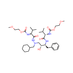 COCCOC(=O)N[C@H](C(=O)N[C@@H](Cc1ccccc1)[C@H](O)CN(CC1CCCCC1)NC(=O)[C@@H](NC(=O)OCCOC)C(C)C)C(C)C ZINC000026946249