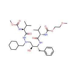 COCCOC(=O)N[C@H](C(=O)N[C@H](Cc1ccccc1)[C@@H](O)CN(CC1CCCCC1)NC(=O)[C@@H](NC(=O)OC)C(C)C)C(C)C ZINC000026950340