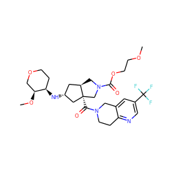 COCCOC(=O)N1C[C@@H]2C[C@@H](N[C@@H]3CCOC[C@@H]3OC)C[C@]2(C(=O)N2CCc3ncc(C(F)(F)F)cc3C2)C1 ZINC000103261835