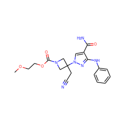 COCCOC(=O)N1CC(CC#N)(n2cc(C(N)=O)c(Nc3ccccc3)n2)C1 ZINC000220976552