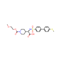 COCCOC(=O)N1CCC([C@@H](NS(=O)(=O)c2ccc(-c3ccc(SC)cc3)cc2)C(=O)O)CC1 ZINC000013863412