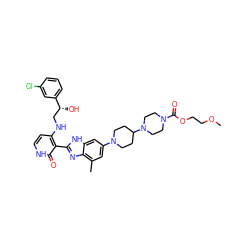 COCCOC(=O)N1CCN(C2CCN(c3cc(C)c4nc(-c5c(NC[C@@H](O)c6cccc(Cl)c6)cc[nH]c5=O)[nH]c4c3)CC2)CC1 ZINC000049833592