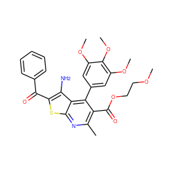 COCCOC(=O)c1c(C)nc2sc(C(=O)c3ccccc3)c(N)c2c1-c1cc(OC)c(OC)c(OC)c1 ZINC000223408806