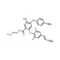 COCCOC(=O)c1cc(N)c(Nc2ccc(C#N)cc2)cc1Oc1c(C)cc(/C=C/C#N)cc1C ZINC001772652564