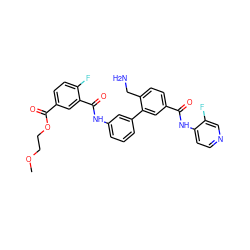 COCCOC(=O)c1ccc(F)c(C(=O)Nc2cccc(-c3cc(C(=O)Nc4ccncc4F)ccc3CN)c2)c1 ZINC000299870321