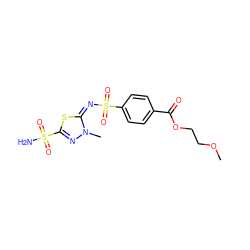 COCCOC(=O)c1ccc(S(=O)(=O)/N=c2/sc(S(N)(=O)=O)nn2C)cc1 ZINC000013537558