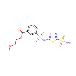 COCCOC(=O)c1cccc(S(=O)(=O)Nc2nnc(S(N)(=O)=O)s2)c1 ZINC000013537504