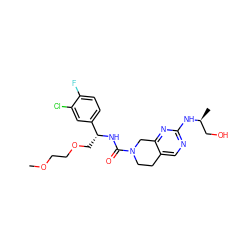 COCCOC[C@@H](NC(=O)N1CCc2cnc(N[C@@H](C)CO)nc2C1)c1ccc(F)c(Cl)c1 ZINC001772615337