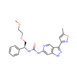 COCCOC[C@@H](NC(=O)Nc1cc2[nH]nc(-c3cc(C)on3)c2cn1)c1ccccc1 ZINC000261187269