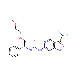 COCCOC[C@@H](NC(=O)Nc1cc2[nH]nc(C(F)F)c2cn1)c1ccccc1 ZINC000261181034