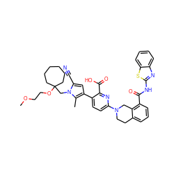 COCCOC1(Cn2c(C#N)cc(-c3ccc(N4CCc5cccc(C(=O)Nc6nc7ccccc7s6)c5C4)nc3C(=O)O)c2C)CCCCCC1 ZINC000223840869